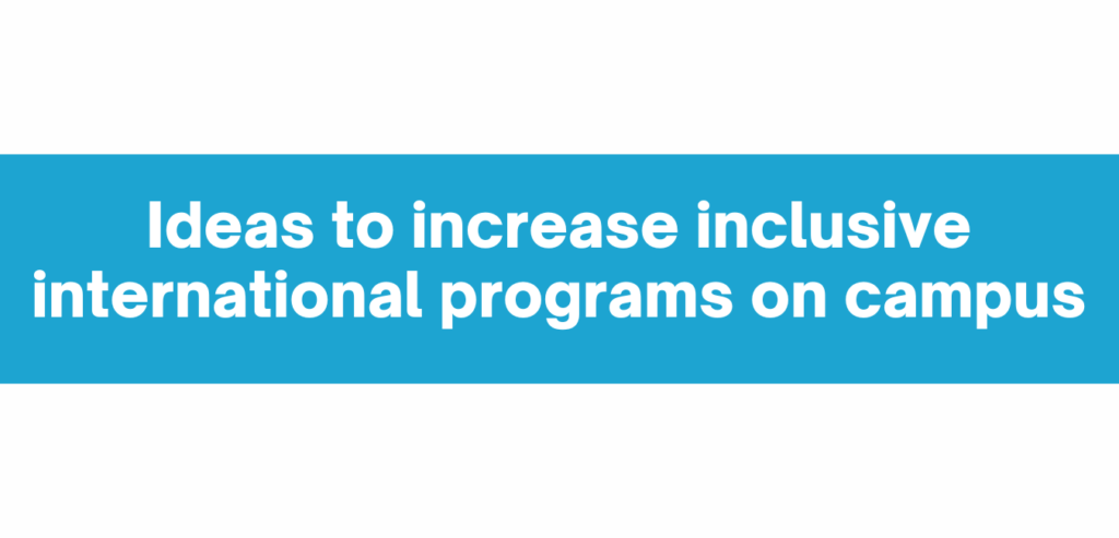 An image resource button that says "Ideas to increase inclusive international programs on campus"