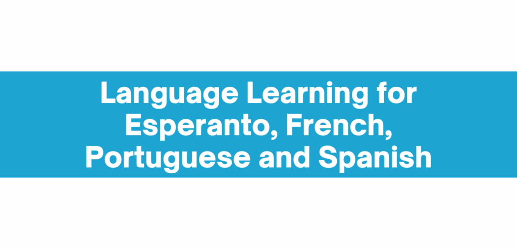 An image resource button that says "Language Learning for Esperanto, French, Portuguese and Spanish"